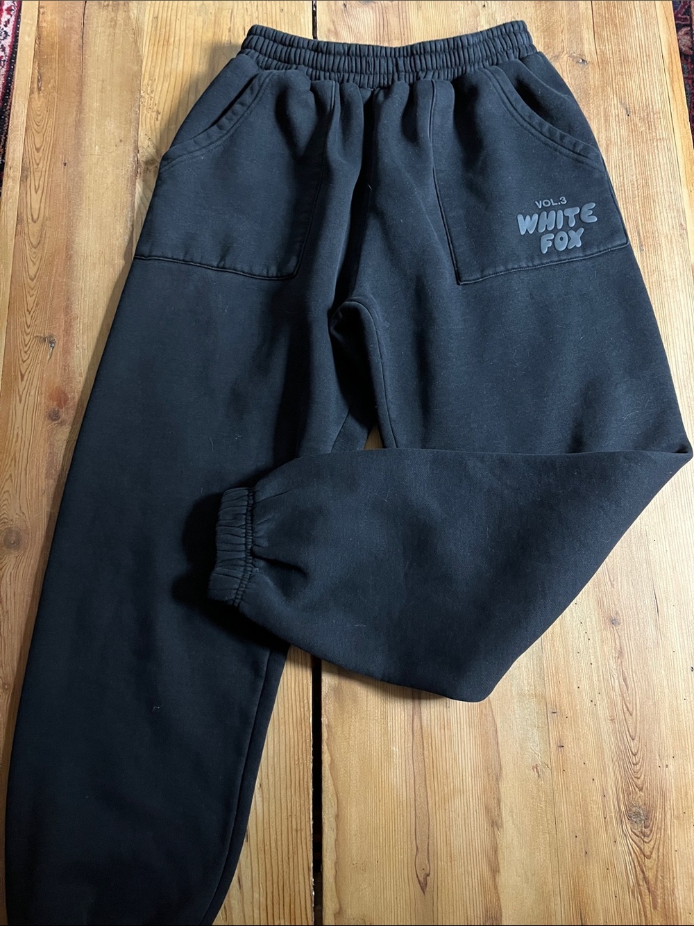 WHITE FOX M Black Volume 3 Thick Jogger Sweatpants Pockets